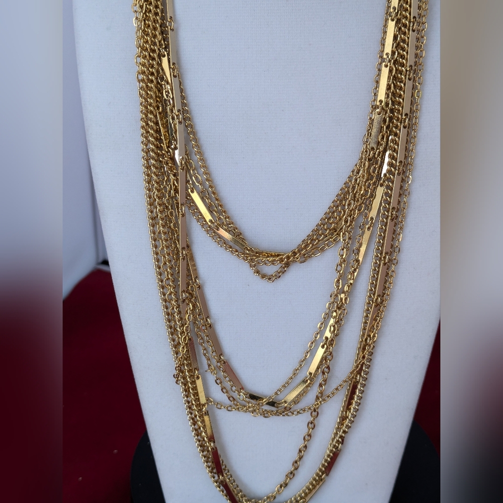 Classic Statement Multi Chain Necklacevelegant Go… - image 2
